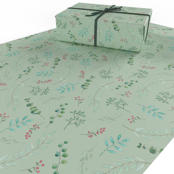 Re-wrapped – wholesale Omslagspapper – Festlig Lövverk Presentpapper • Miljövänligt • Tillverkat i Storbritannien