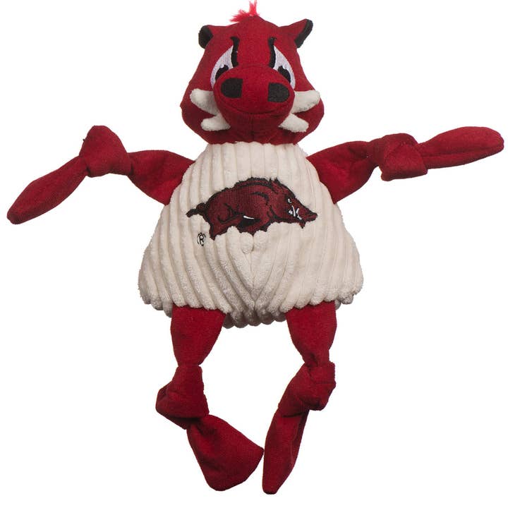 HuggleGroup - Vente Peluche – chien - Jouet en peluche Tusk the Razorback Knottie® pour chiens de l'Arkansas (U. of)