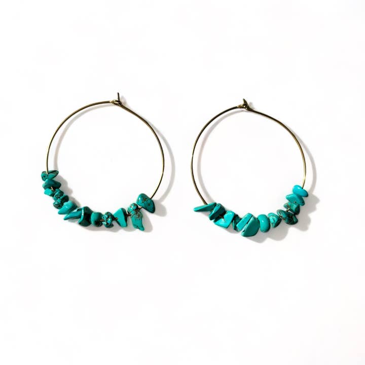 OE! - Wholesale Hoop Earrings - FRAMMENTI MARINI - Turquoise Howlite stone hoops