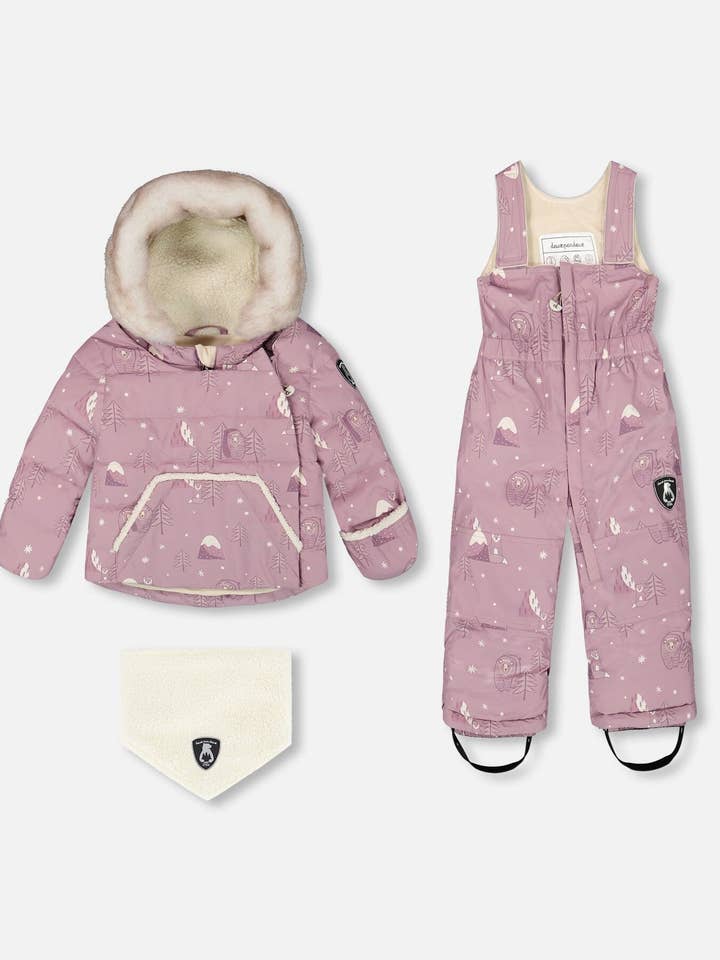 Tweedelig Baby Snug Sneeuwpak Paars Beertjesprint voor wholesale door Deux par Deux