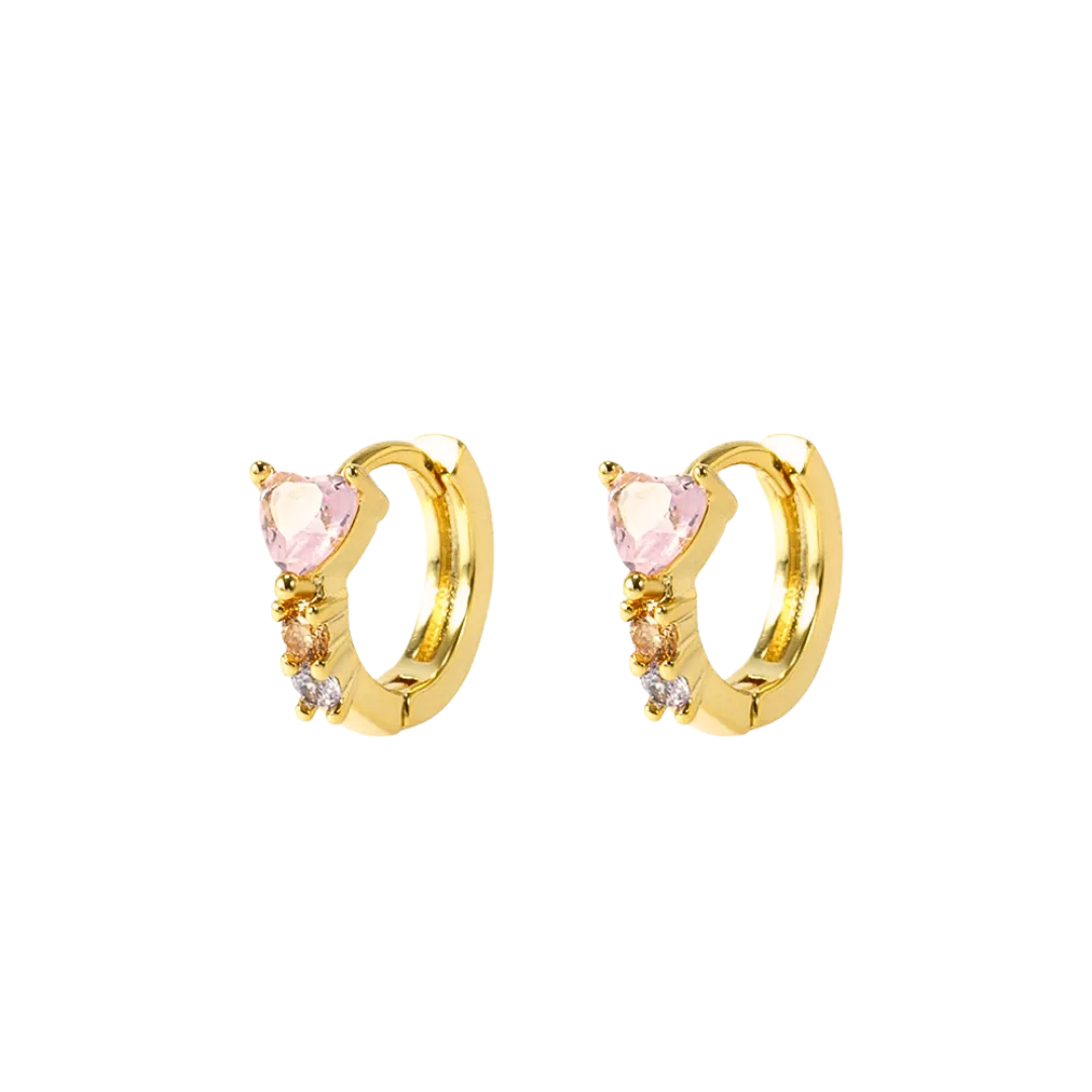 Gold Diamond heart hoops pink for wholesale on Faire0