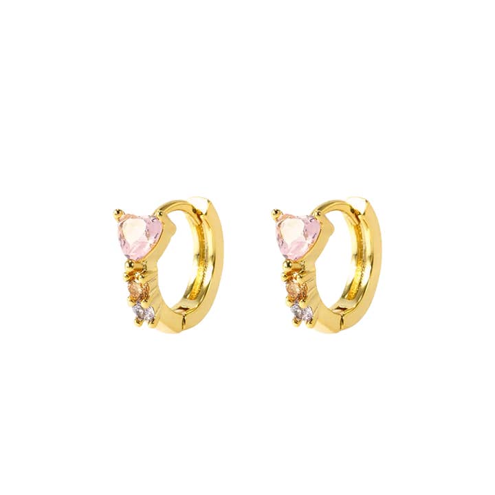 Aros en forma de corazón con diamantes rosa para venta al por mayor de Rosies