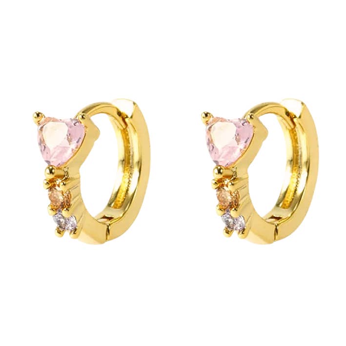 Diamond heart hoops pink for wholesale by Rosies