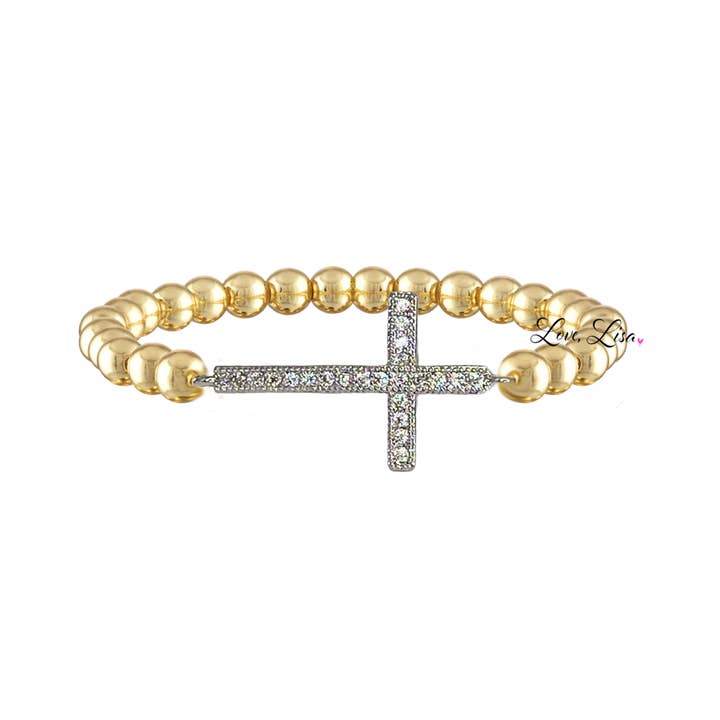 Love, Lisa - Wholesale Beaded Bracelet - Catholic Cross Stretch Diamond Beaded Bracelet