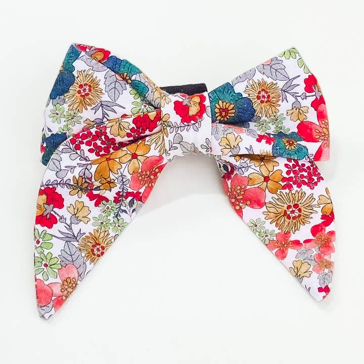 Vintage inspired floral sailor dog bow pet accessory for wholesale by doggish
