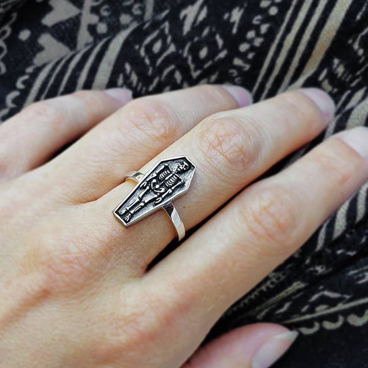 Nina Designs - Wholesale Cocktail/Statement Ring - Sterling Silver Skeleton Coffin Ring1