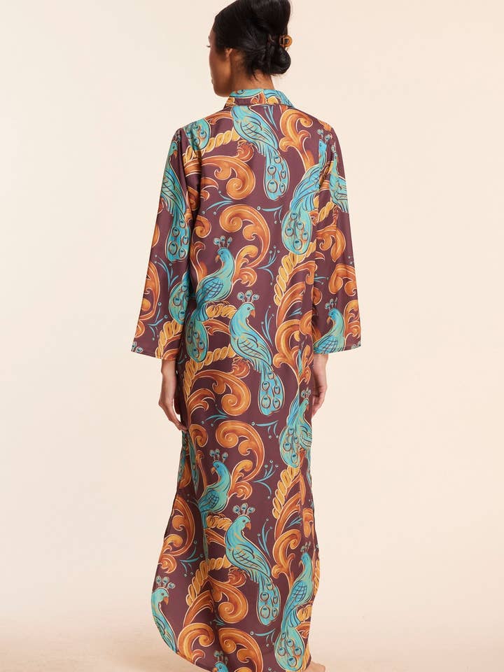 ModaPosa - Vente Caftan – femme - Robe caftan longue Gabriella Plum Aqua Peacock Fall Resort3