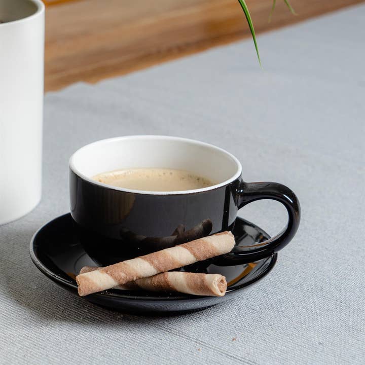 Rinkit Ltd - Wholesale Coffee/Tea Cup - Argon Tableware Coloured Cappuccino Cup - Black - 250ml