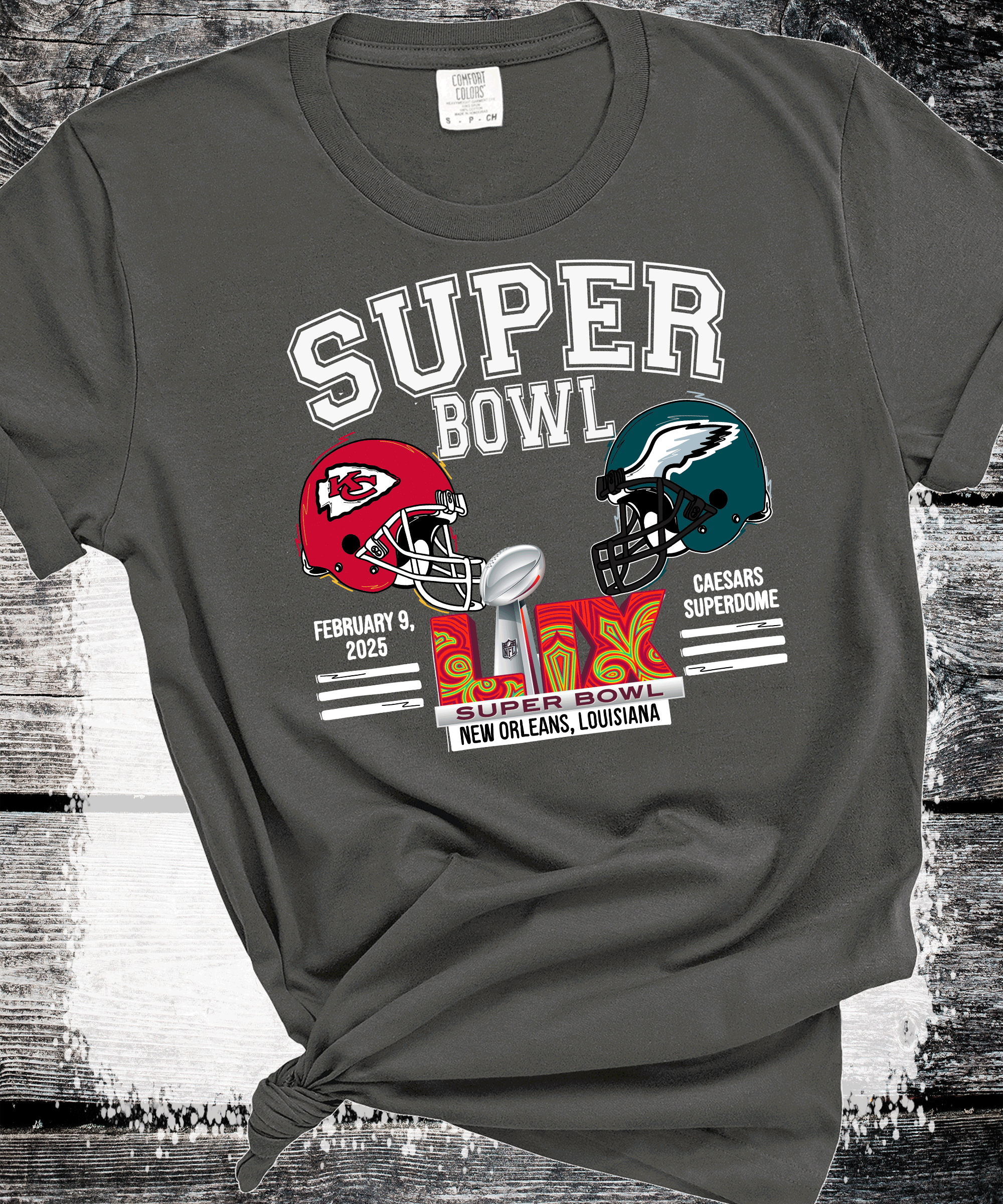 A Blessed Texas Mess Boutique - Wholesale Graphic Sweatshirt - Women's - Super Bowl 2025 Chiefs New Orleans Eagles 2