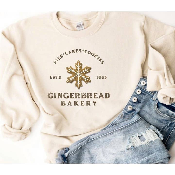 Chandail à col rond Gingerbread Bakery Pies Cakes Cookies pour la vente par Peach Closet