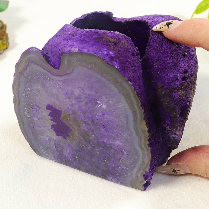 Natures Artifacts Inc - Wholesale Candle Holder - Agate Candle Holder Purple - Agate Tea Light Holder2