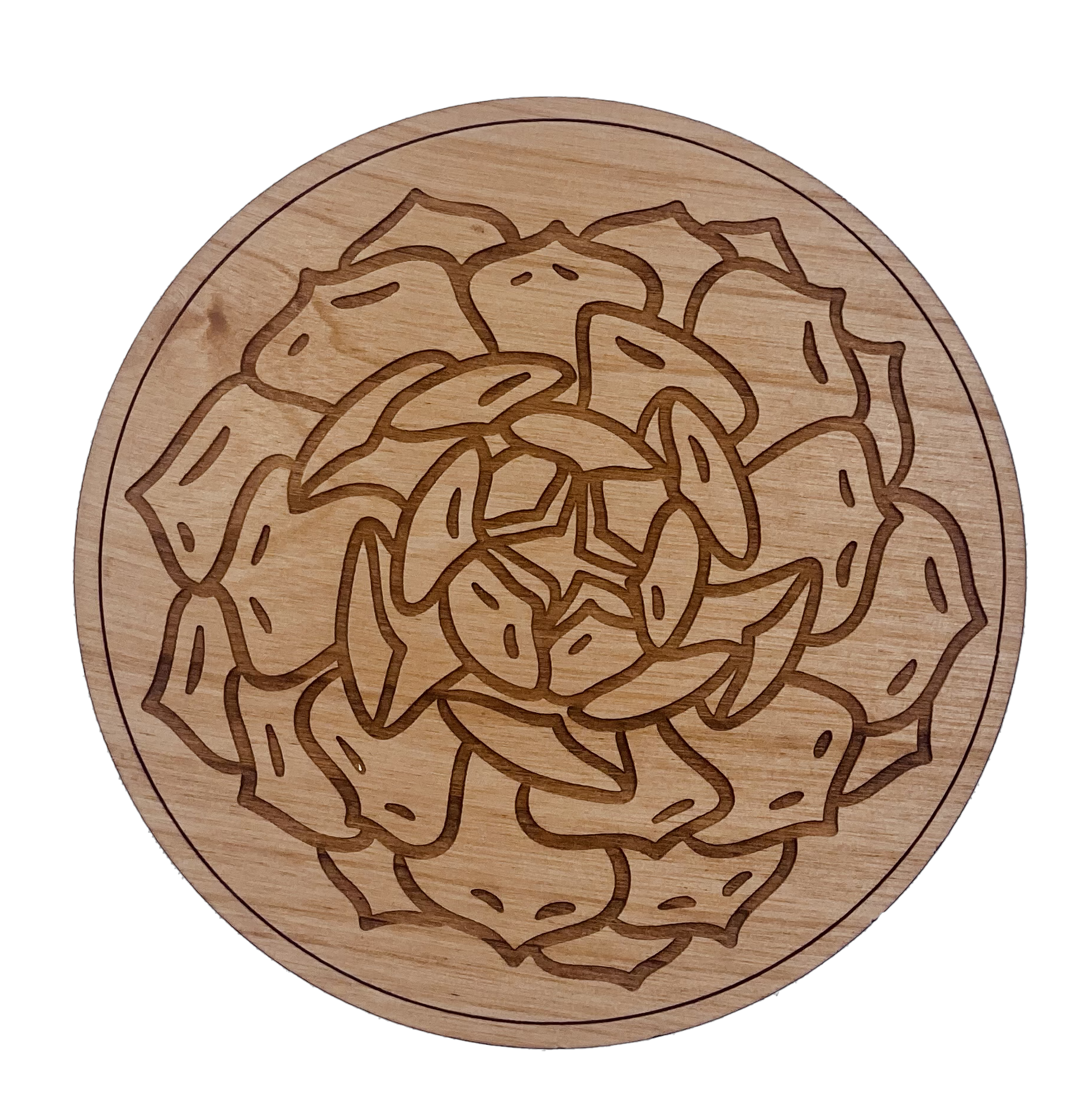 Woodcutts Inc. - Wholesale Coasters - Succulent 3 Wood Coaster0