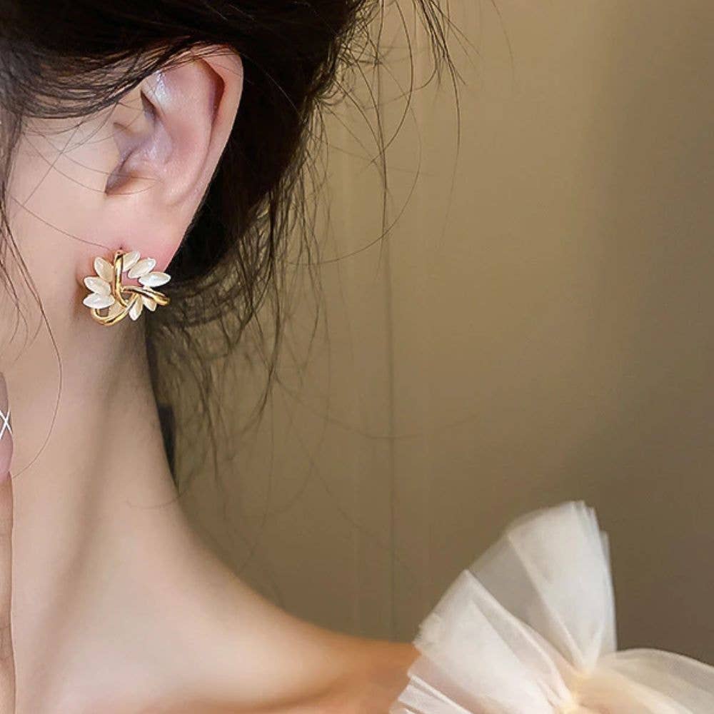 Ashlen - Wholesale Stud/Post Earrings - OPAL PETAL STUD EARRINGS (PAIR)2