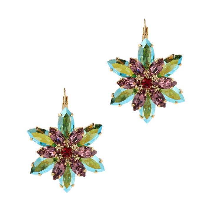 Karin Bloemen statement oorbellen - goud, handgemaakt voor wholesale door OTAZU