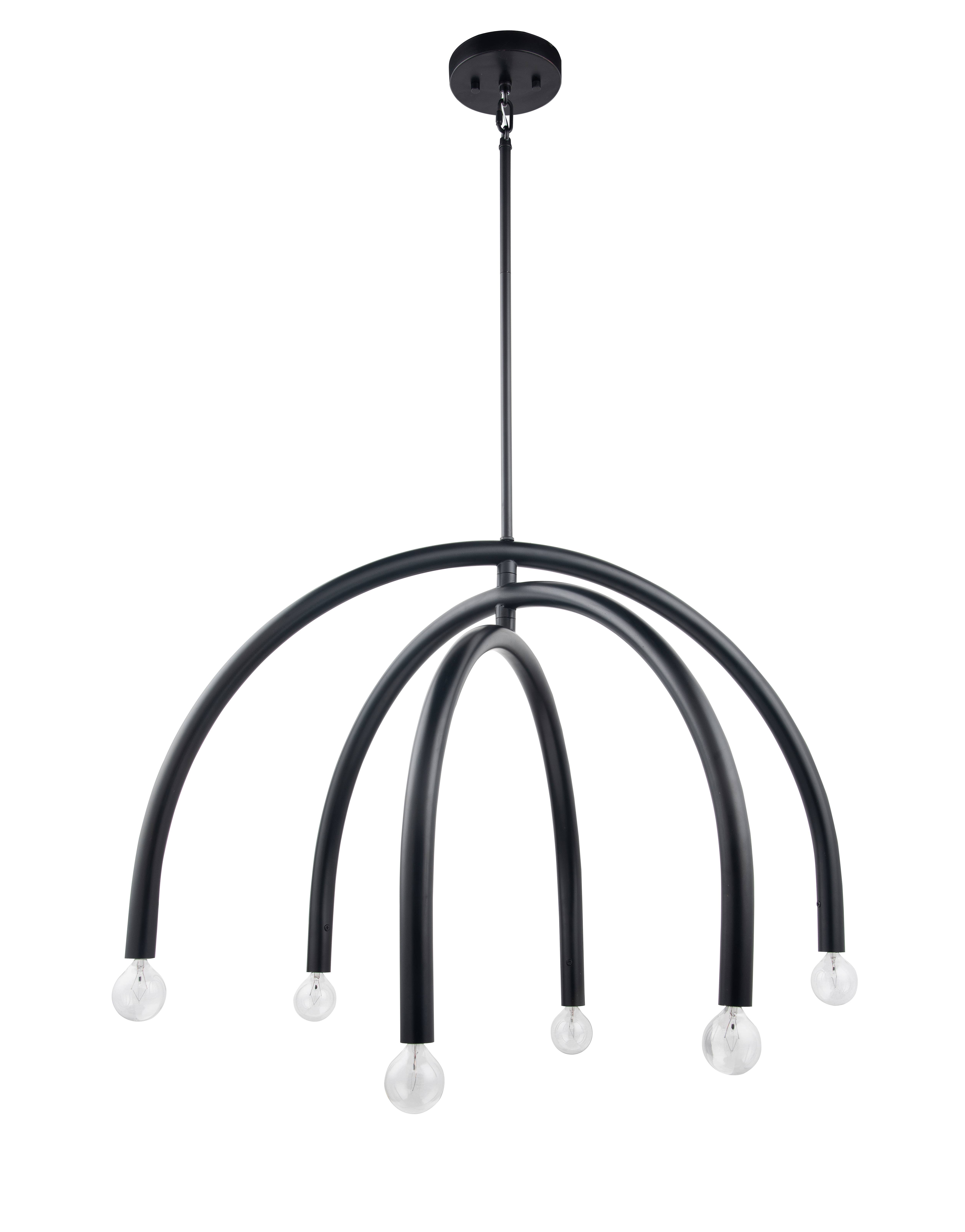 Brio Lighting - Wholesale Chandelier/Hanging Light - Sale - Caboche Mid Century Modern Black 6-Light Chandelier7