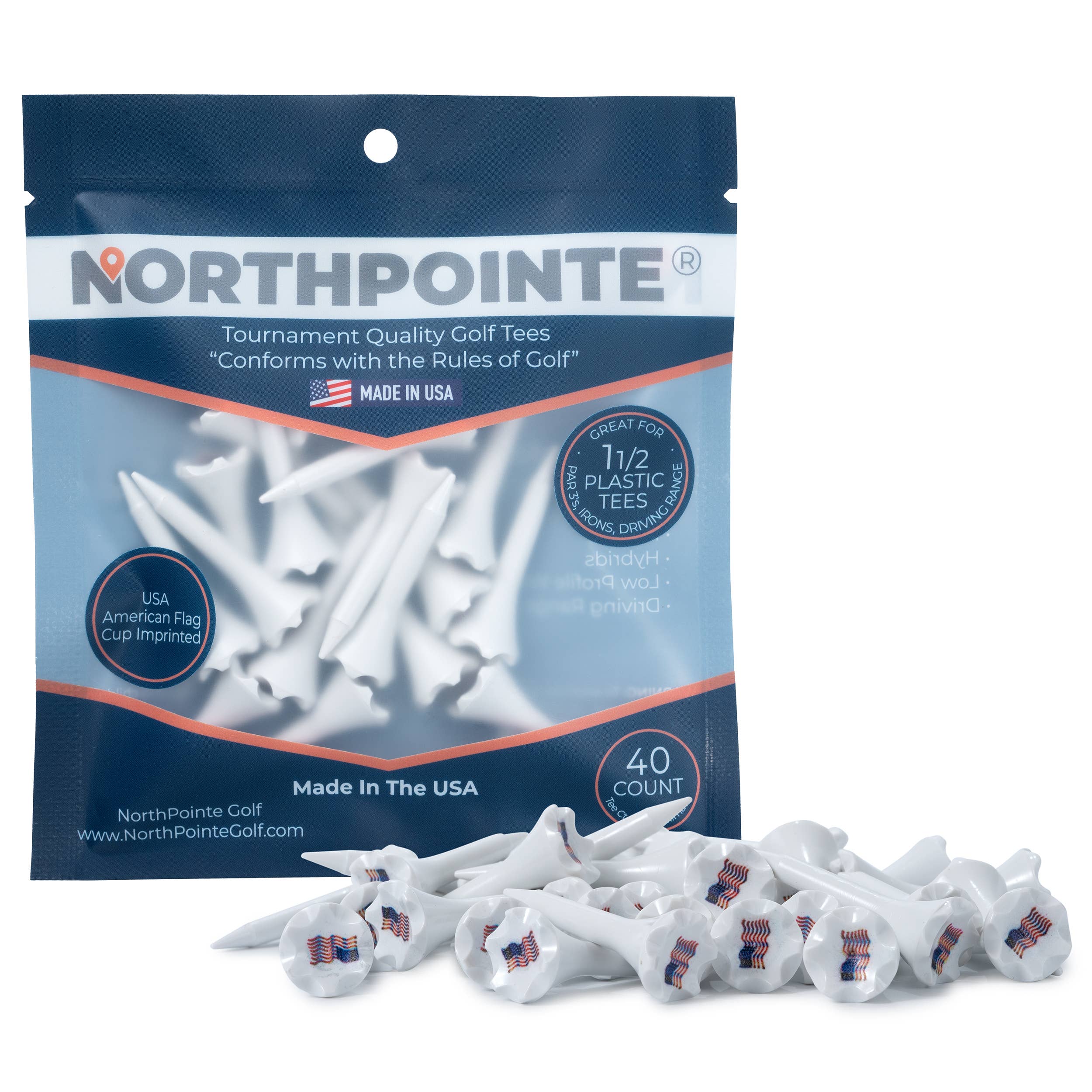 NorthPointe Golf - Wholesale Sports & Outdoor - USA American Flag Cup Imprinted Golf Tees