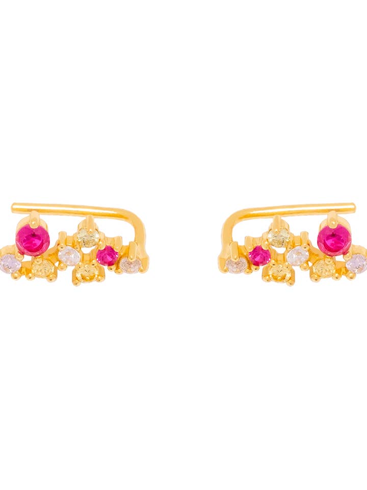 Boucles d'oreilles grimpeur en pierres précieuses multicolores Jasmine pour la vente par Lavani Jewels