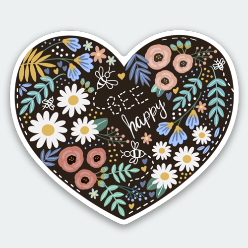 Makerie Day - Wholesale Sticker - Bee Happy Heart Sticker2