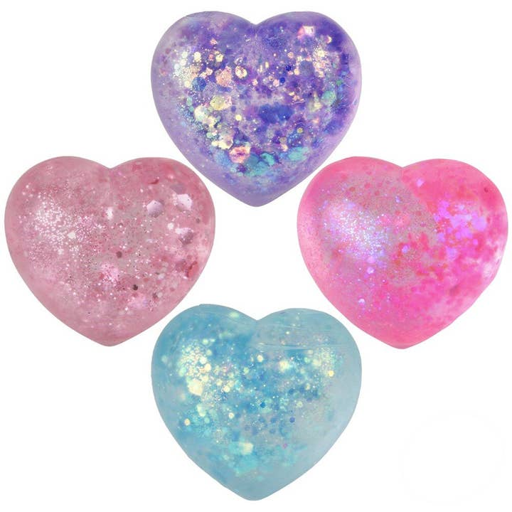 JSBlueRidge Toys - Wholesale Toy Set - Kids - Mini Squeezy Sparkle Heart Fidget Kids Toy- Assorted3