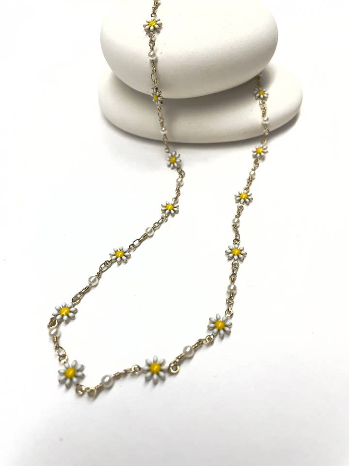 Enamel Daisy Chain Choker Necklace for wholesale by Indie South