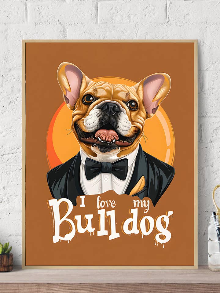 Leinwand-Kunstdruck mit Aufdruck „I love My Bulldog“ für den Großhandel von Arttique - Artistry Canvas Prints