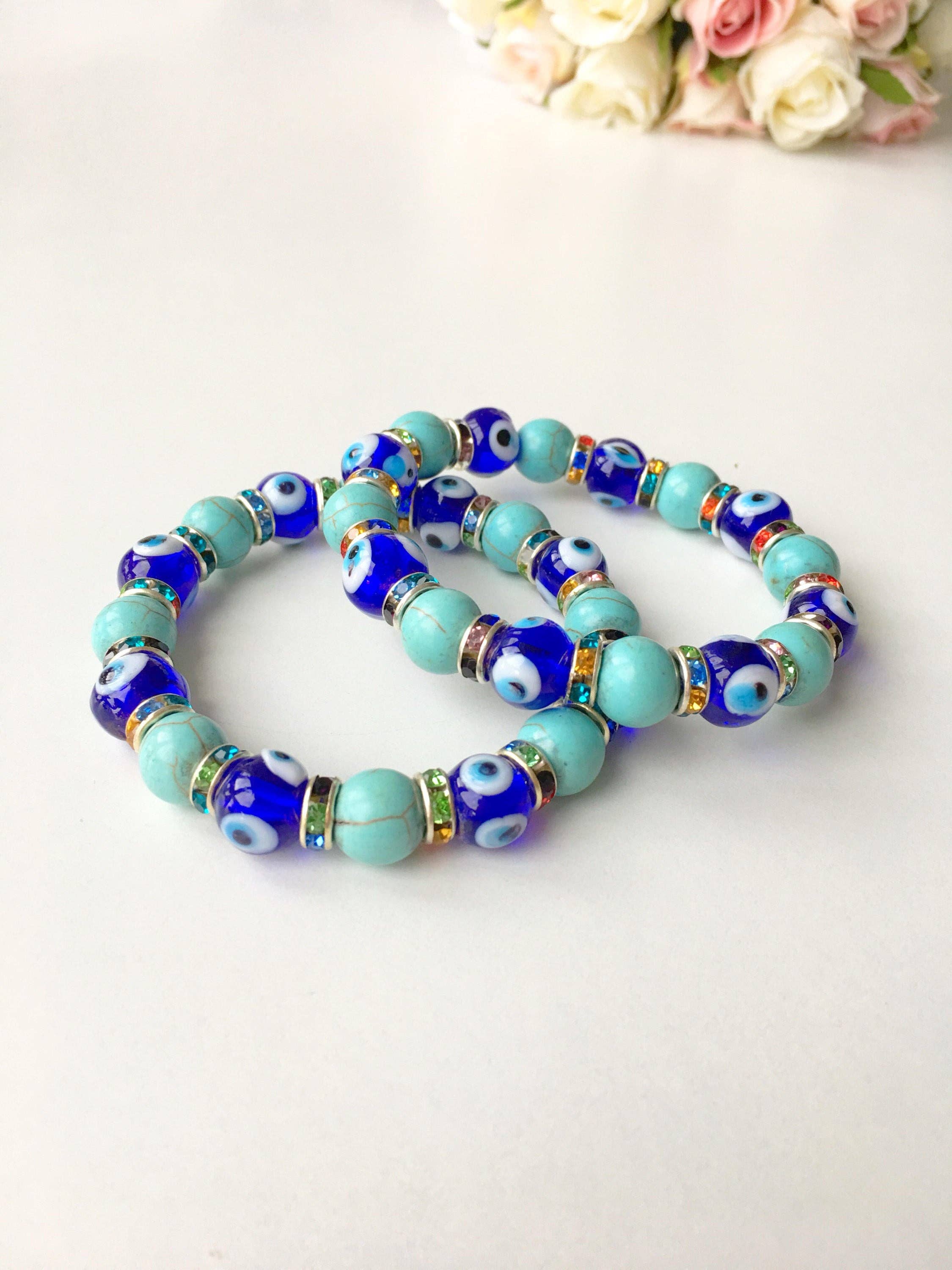 Evileyefavor – wholesale Beaded bracelet – Blue Evil Eye Bracelet, Stretch Glass Bead Bracelet2