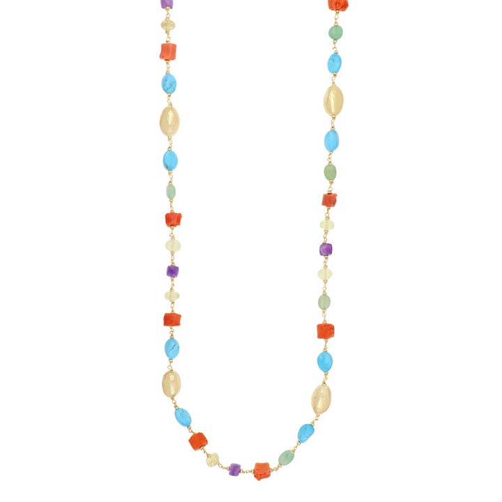 Koralhalskæde med farvede sten - Felicity for engroshandel hos Nivy