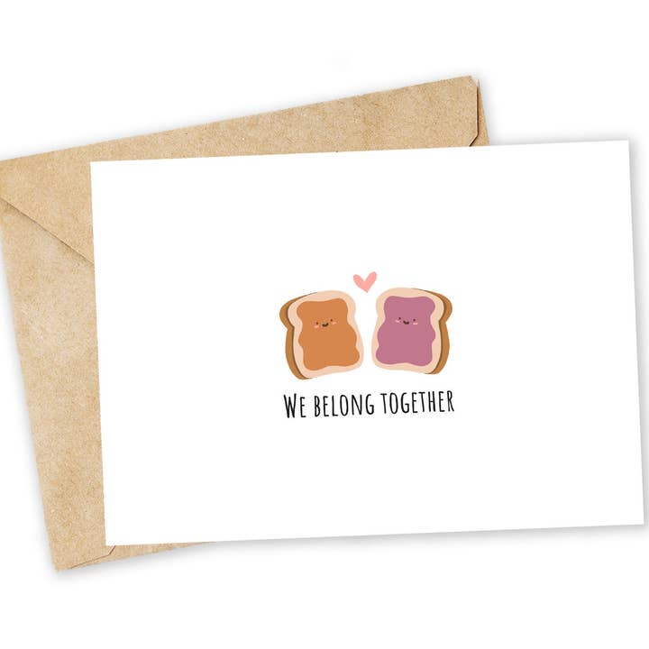 PB&J Greeting Card: Punny Love Card for Foodies for wholesale by Chewy Lemon Studio