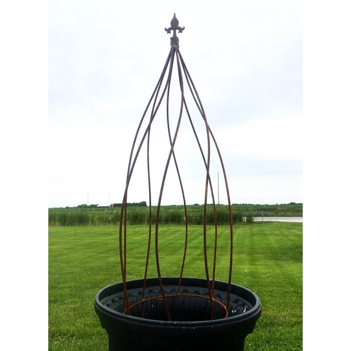 Garden Iron And More - Wholesale Outdoor Ornament/Decor - Wrought Iron Swirl with Finial Topiaries Set of 5