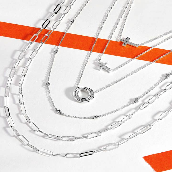 White Silpada Allium Necklace with Cubic Zirconia in Silver for wholesale on Faire4