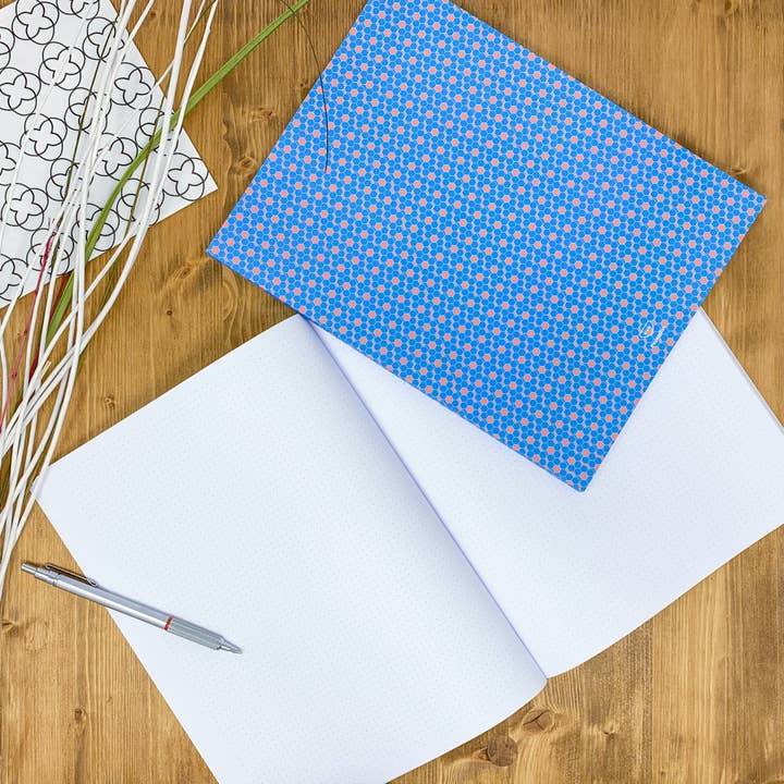 PepMelon - Wholesale Notebook - Dotted notebook, 108 page, soft touch cover, A4/A5/A5 pad, 24 color drop and tile pattern, black, blue, red, green, purple6