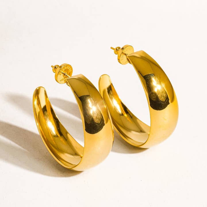 Romée 18K Gold Non-Tarnish Classic C Hoop Earring for wholesale on Faire