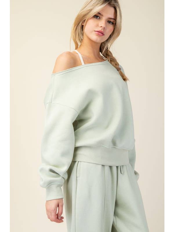 Sunday Morning – wholesale Sweatshirt – Women's – T6899PL37 PLUS SIZE OFF SHOULDER FRENCH TERRY FLEECE TOP11