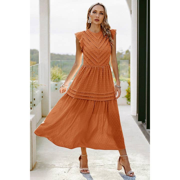 Supreme Fashion - Wholesale Dress - Women's - Ruffle Solid Willow Smocked Maxi Dress