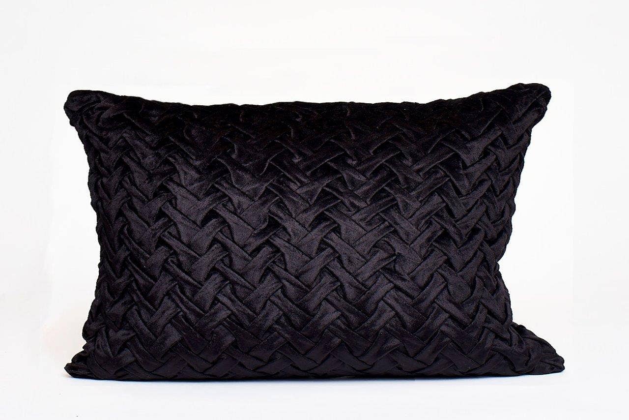 House Of Harkaari - Vente Coussin décoratif - Zara Black | Oreiller smocké style V0