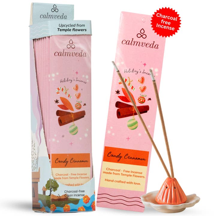 Calmveda Incense & Aromatherapy - Wholesale Incense - Candy Cinnamon Charcoal free Incense Sticks set -10x12 Stick