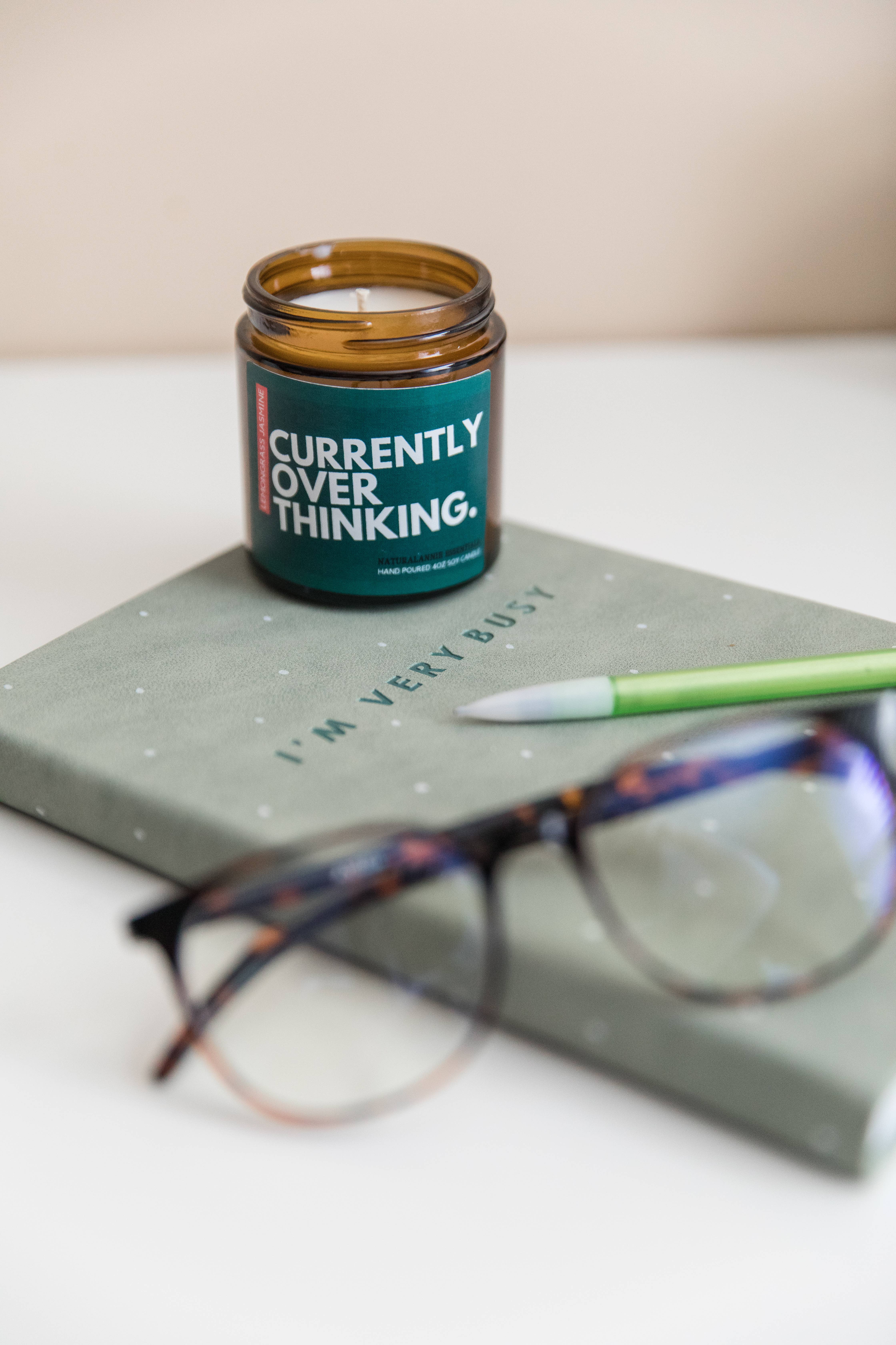 NaturalAnnie Essentials - Wholesale Jar/Filled Candle - [LEMONGRASS & JASMINE] Currently Overthinking Soy Candle 4oz5