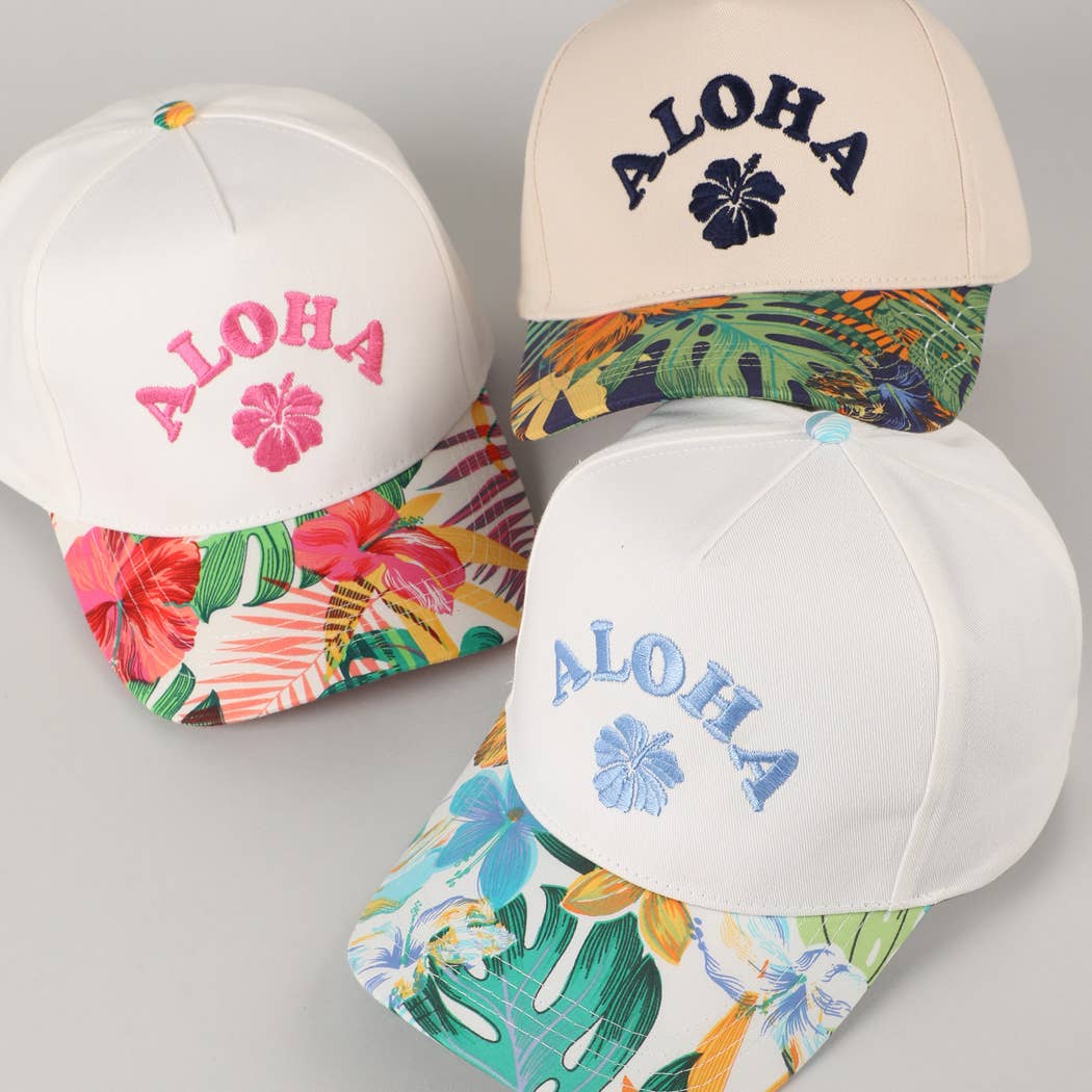 Fashion City - Wholesale Trucker Hat - Unisex - Aloha Tropical Design Embroidery Trucker Hat13