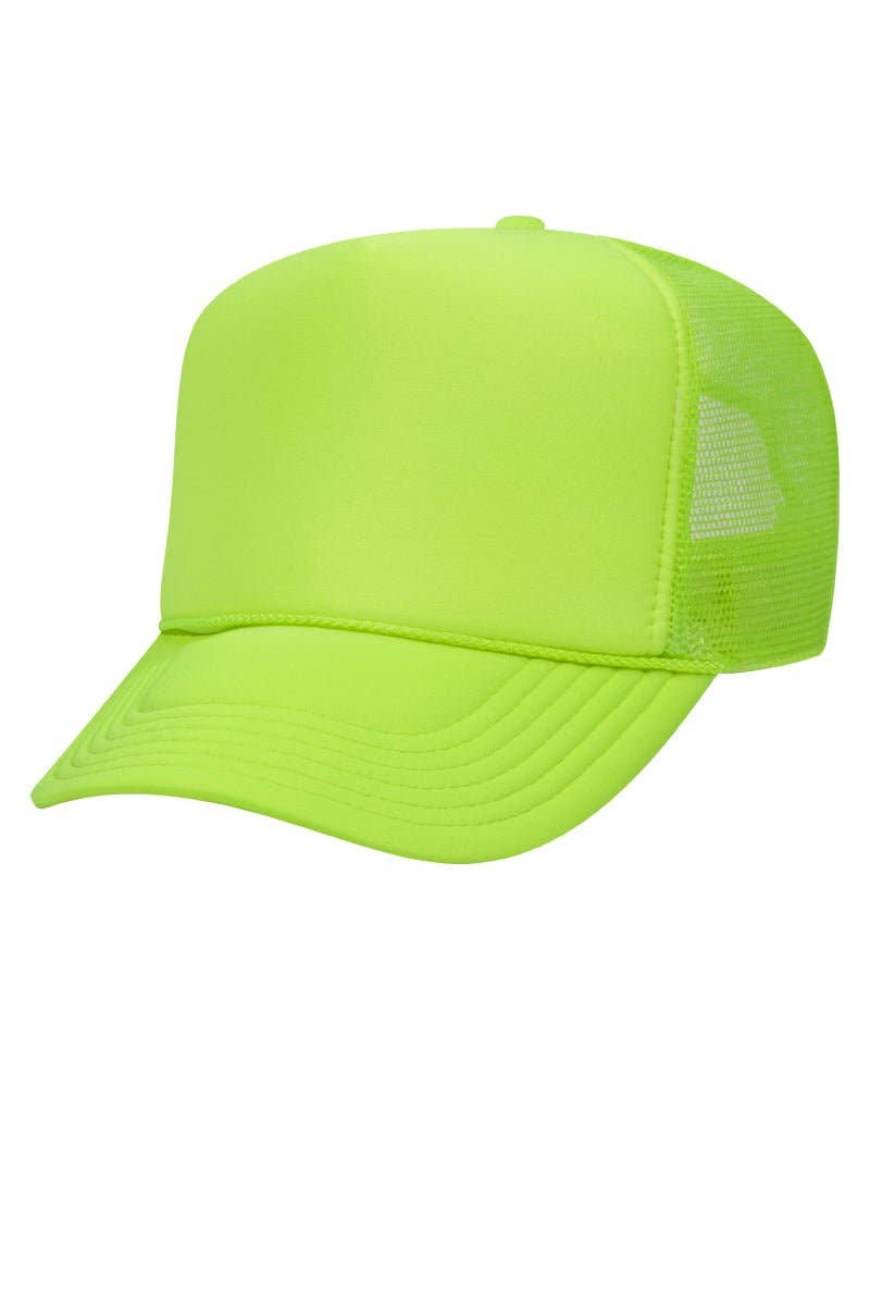 Wholesale Accessory Market - Wholesale Trucker Hat - Unisex - OTTO Neon Green Foam Front High Crown Trucker Hat1