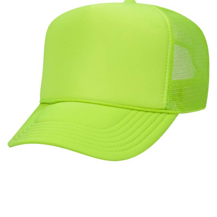 Wholesale Accessory Market - Wholesale Trucker Hat - Unisex - OTTO Neon Green Foam Front High Crown Trucker Hat1