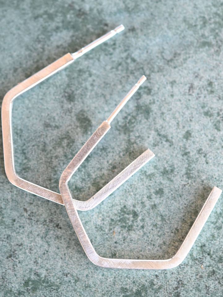 Hexagon Hoops Med for wholesale by Amy Mead Jewellery