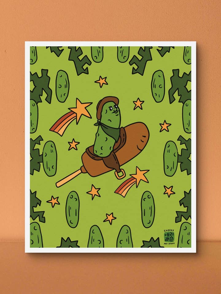 Pickle World Domination Art Print for wholesale by Cheeky Art Studio