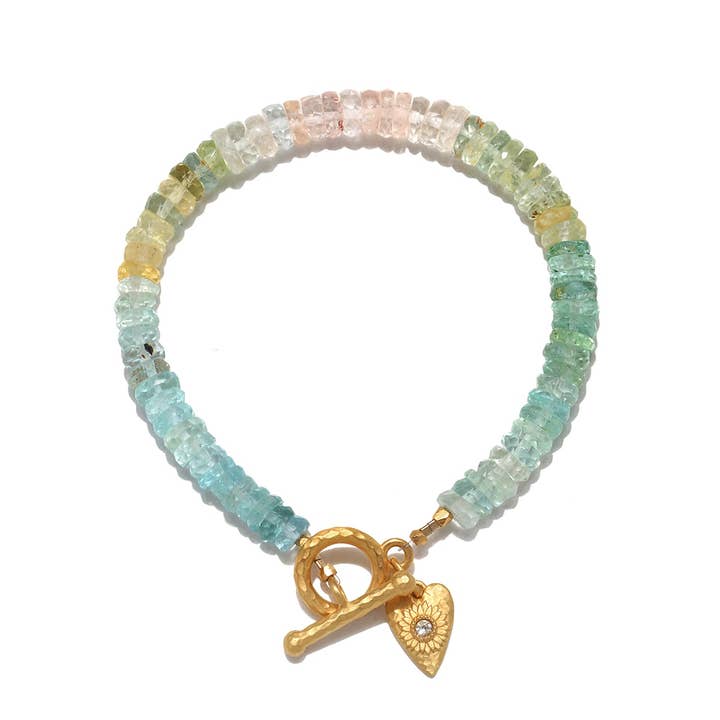 Pulseira Multi Coração de Água-marinha com Fecho Ajustável por atacado de Satya Jewelry