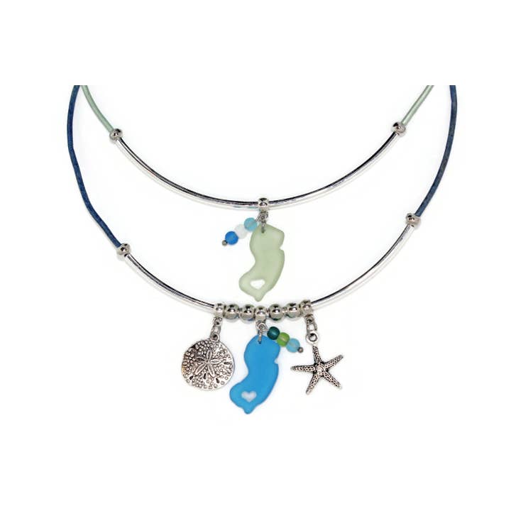 11KBNJ New Jersey Map Glass Charm Choker for wholesale by Sea Ranch Jewelry