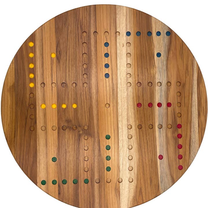 Deluxe Round Double Sided Marble/Chess/Checker Teak Wood Game Board for wholesale by La~Artisan