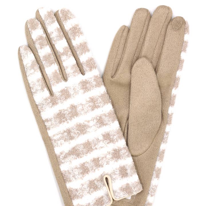 Fuzzy Checkered Plaid Smart Touch Gloves for wholesale by Anarchy Street