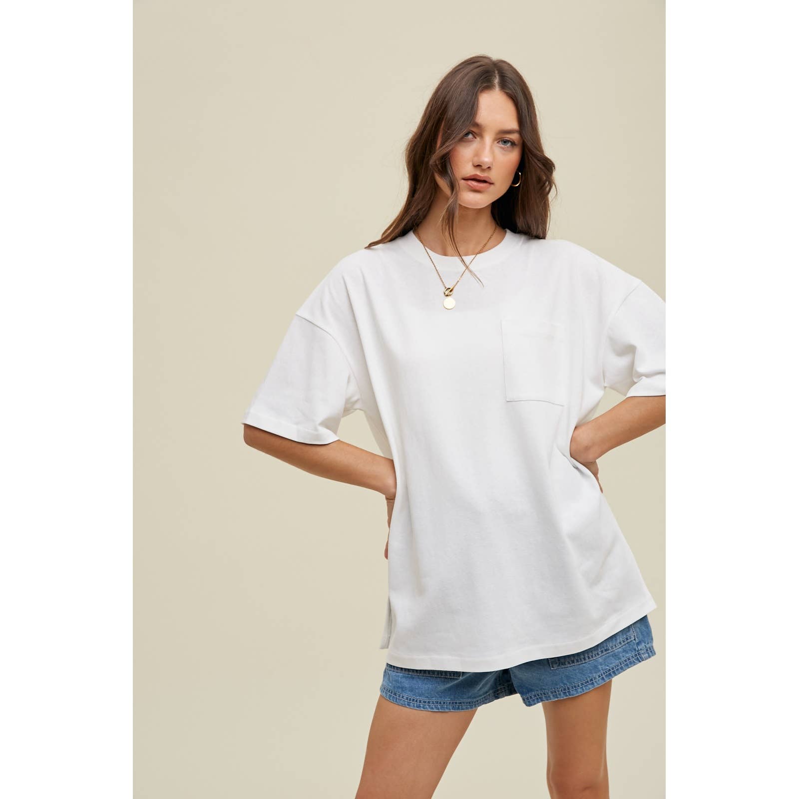 Apolline – Engroshandel T-shirt – til kvinder – OVERSIZE KÆRESTE BOMULDS-T-SHIRT MED LOMME4