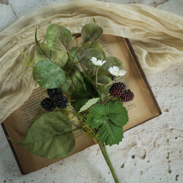 Ragon House - Wholesale Artificial Flowers - 14" BLACKBERRY &  RASPBERRY PICK