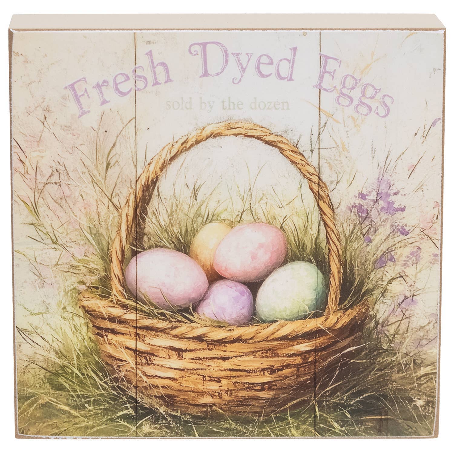 CWI Gifts - Wholesale Decorative Tabletop Object - Vintage Easter Egg Basket Box Sign - 3 Assorted6