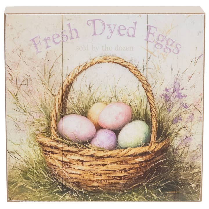 CWI Gifts - Wholesale Decorative Tabletop Object - Vintage Easter Egg Basket Box Sign - 3 Assorted6